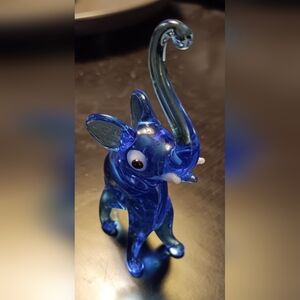 JAPANESE BLUE GLASS ELEPHANT FIGURE